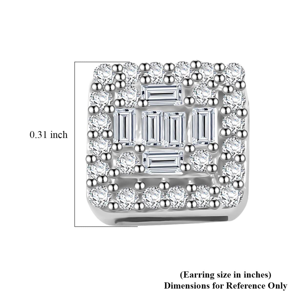 Diamond 0.33 ctw Stud Earrings in Platinum Over Sterling Silver image number 4