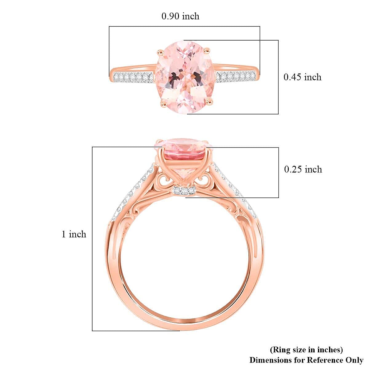 Certified & Appraised Luxoro AAA Pink Morganite and G-H I2 Diamond 2.50 ctw Ring in 14K Rose Gold (Size 5.5) image number 4