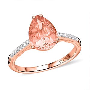 Certified & Appraised Luxoro AAA Pink Morganite and G-H I2 Diamond 2.40 ctw Ring in 14K Rose Gold (Size 5.0)