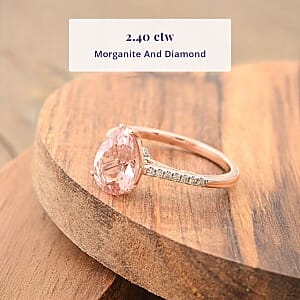 Certified & Appraised Luxoro AAA Pink Morganite and G-H I2 Diamond 2.40 ctw Ring in 14K Rose Gold (Size 5.0)