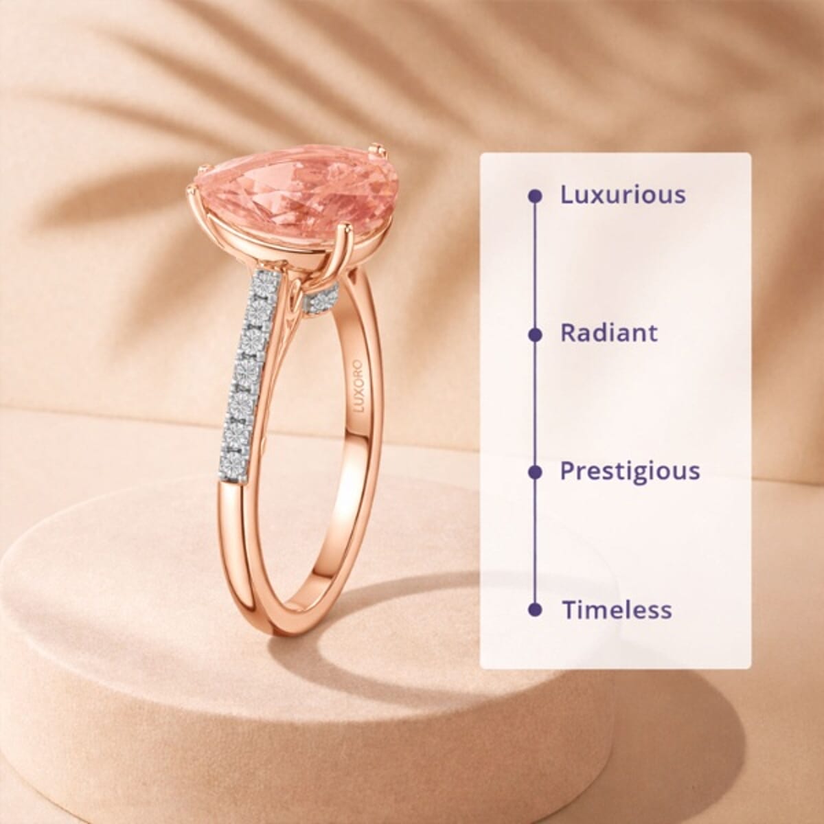 Certified & Appraised Luxoro AAA Pink Morganite and G-H I2 Diamond 2.40 ctw Ring in 14K Rose Gold (Size 5.0) image number 3