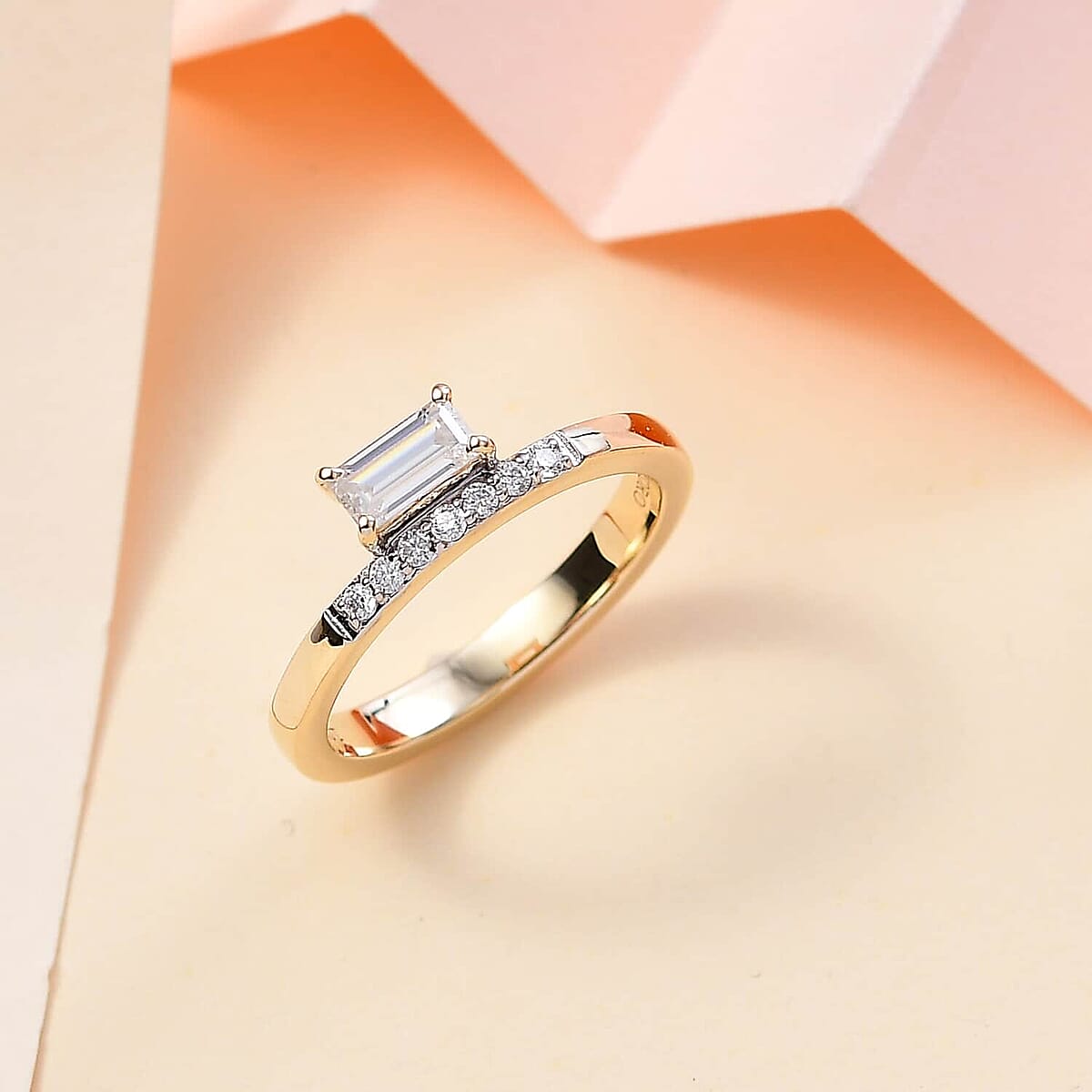 Moissanite 0.50 ctw Ring in 10K Yellow Gold (Size 8.5) image number 1