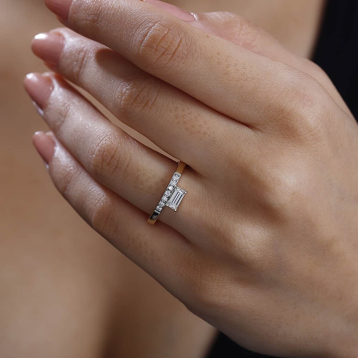 Moissanite 0.50 ctw Ring in 10K Yellow Gold (Size 8.5) image number 2