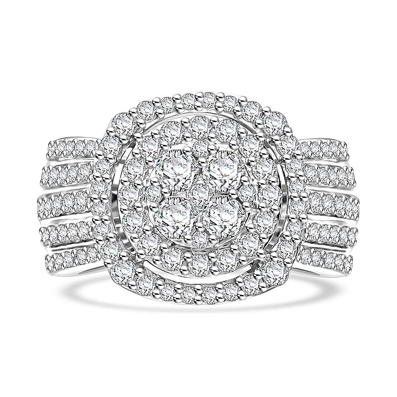 Luxoro White Diamond I2-I3 2.00 ctw Ring in 10K White Gold (Size 10.0) 6 Grams