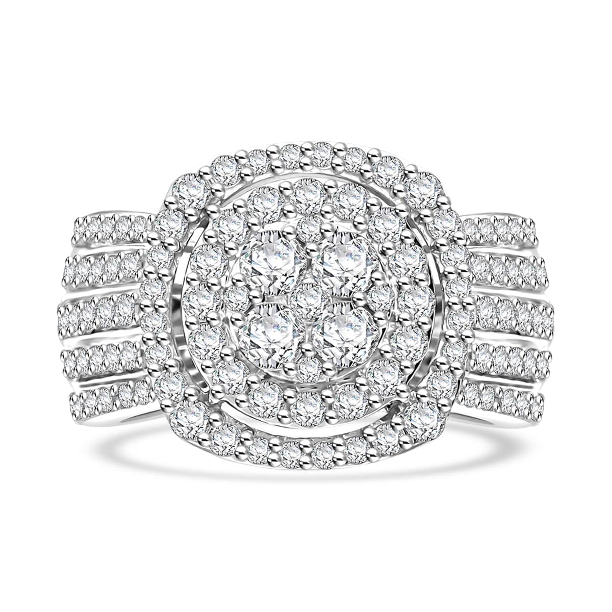 Luxoro White Diamond I2-I3 2.00 ctw Ring in 10K White Gold (Size 8.0) 6 Grams image number 0