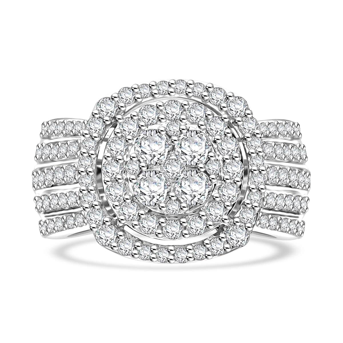 Doorbuster Luxoro 10K White Gold White Diamond (I2-I3) Ring (Size 8.0) (6 g) 2.00 ctw image number 0