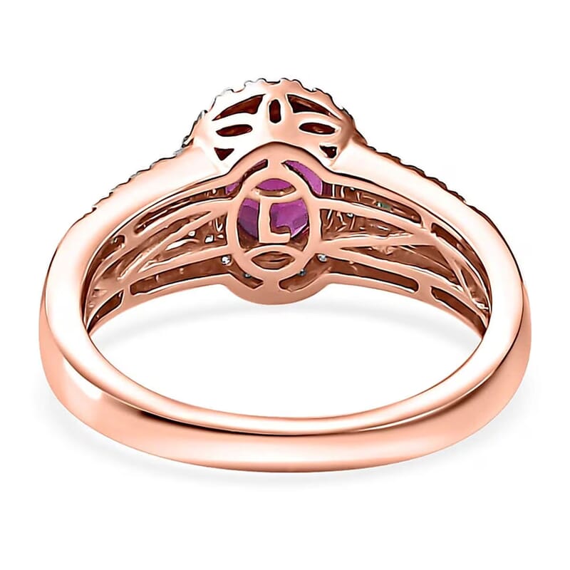Certified & Appraised Luxoro AAA Radiant Ember Garnet, Boyaca Colombian Emerald and G-H I2 Diamond 1.93 ctw Ring in 10K Rose Gold (Size 5.0)