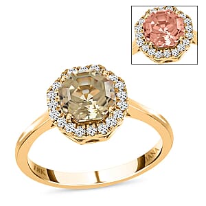 Certified and Appraised Iliana AAA Turkizite and G-H SI Diamond 1.90 ctw Halo Ring in 18K Yellow Gold (Size 5.5)