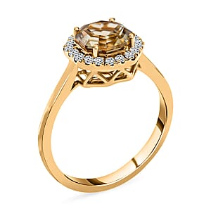 Certified and Appraised Iliana AAA Turkizite and G-H SI Diamond 1.90 ctw Halo Ring in 18K Yellow Gold (Size 9.5)