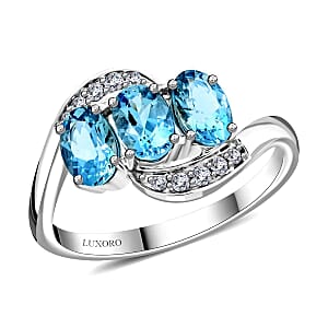 Certified & Appraised Luxoro AAA Santa Maria Aquamarine and I2 Diamond 1.30 ctw Ring in 14K White Gold (Size 11.0)