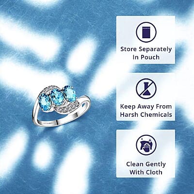 Certified & Appraised Luxoro AAA Santa Maria Aquamarine and I2 Diamond 1.30 ctw Ring in 14K White Gold (Size 11.0)