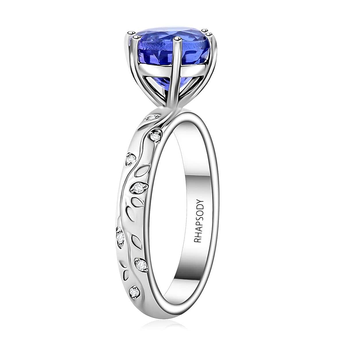 Certified & Appraised Rhapsody AAAA Tanzanite and E-F VS Diamond 2.50 ctw Ring in 950 Platinum (Size 5.0) 6.25 Grams image number 3