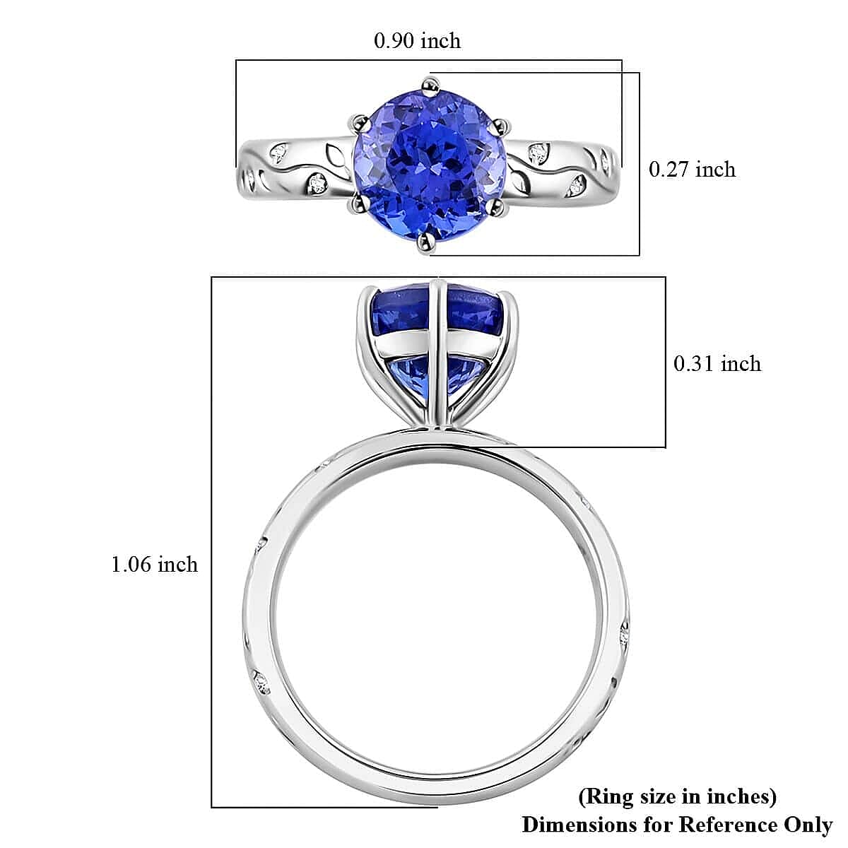 Certified & Appraised Rhapsody AAAA Tanzanite and E-F VS Diamond 2.50 ctw Ring in 950 Platinum (Size 5.5) 6.25 Grams image number 4