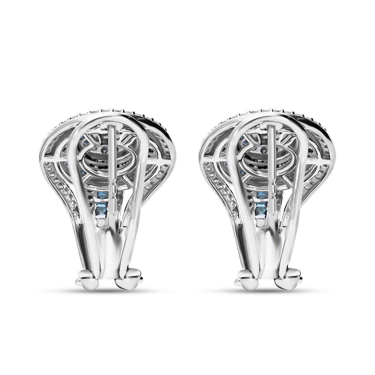 Doorbuster Blue Diamond (IR), Diamond Earrings in Platinum Over Sterling Silver 1.00 ctw image number 2