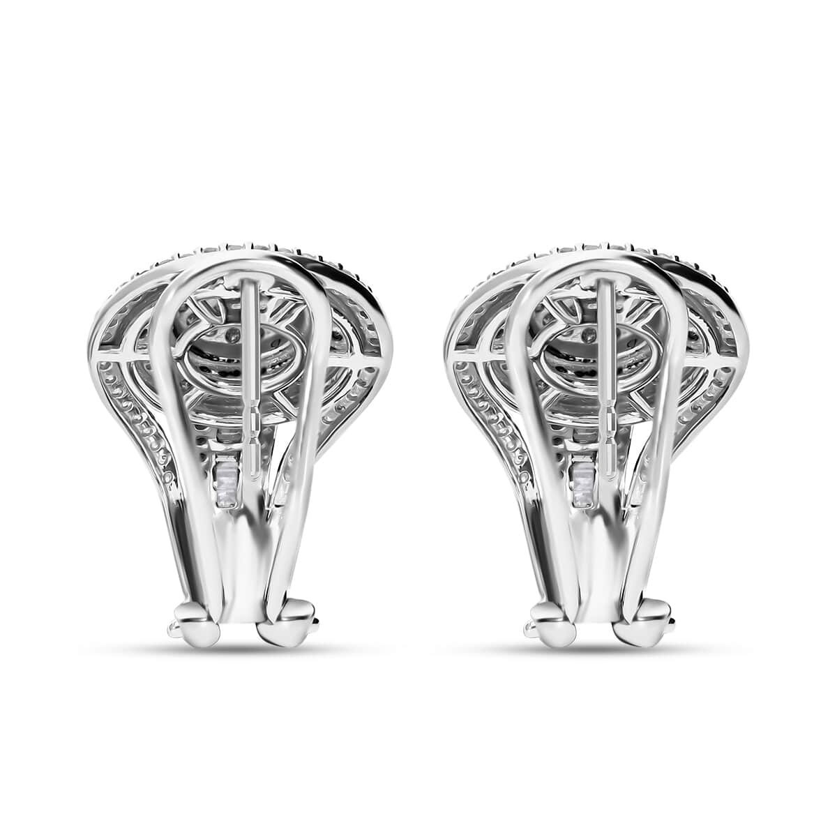 White Diamond 1.00 ctw Cluster Earrings in Platinum Over Sterling Silver image number 2