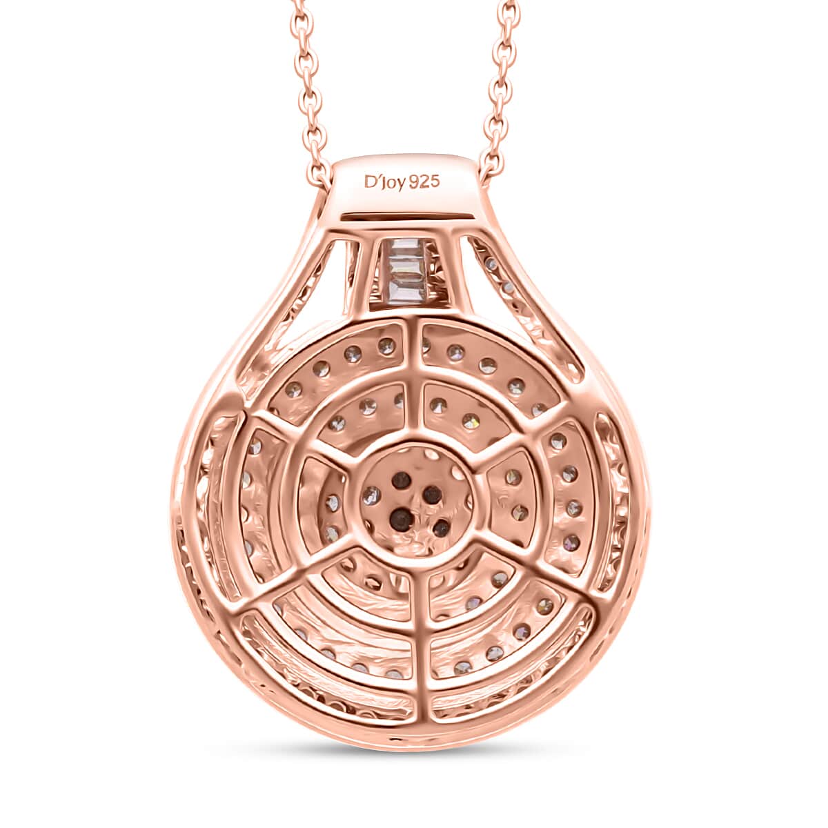 Natural Champagne and White Diamond 1.00 ctw Cluster Pendant in Vermeil Rose Gold Over Sterling Silver image number 3