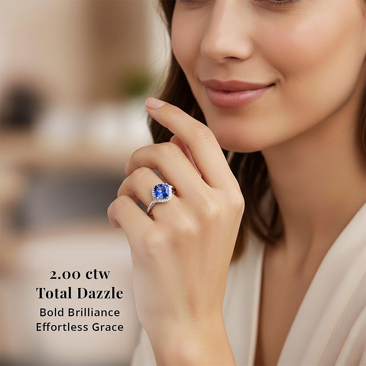 Certified & Appraised Rhapsody AAAA Tanzanite and E-F VS Diamond 2.00 ctw Ring in 950 Platinum (Size 11.0) 5.60 Grams image number 1