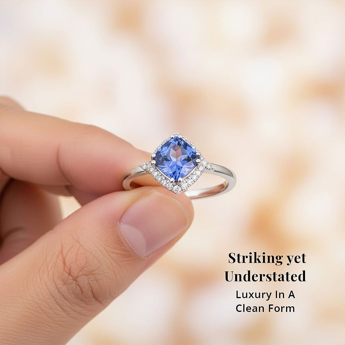 Certified & Appraised Rhapsody AAAA Tanzanite and E-F VS Diamond 2.00 ctw Ring in 950 Platinum (Size 11.0) 5.60 Grams image number 5