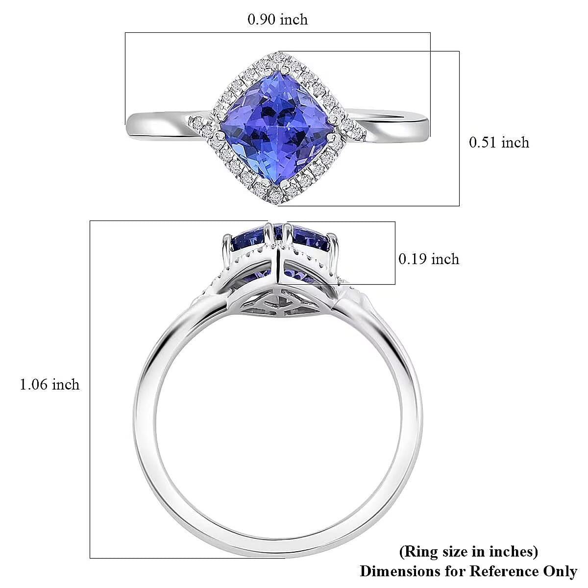 Certified & Appraised Rhapsody AAAA Tanzanite and E-F VS Diamond 2.00 ctw Ring in 950 Platinum (Size 11.0) 5.60 Grams image number 6