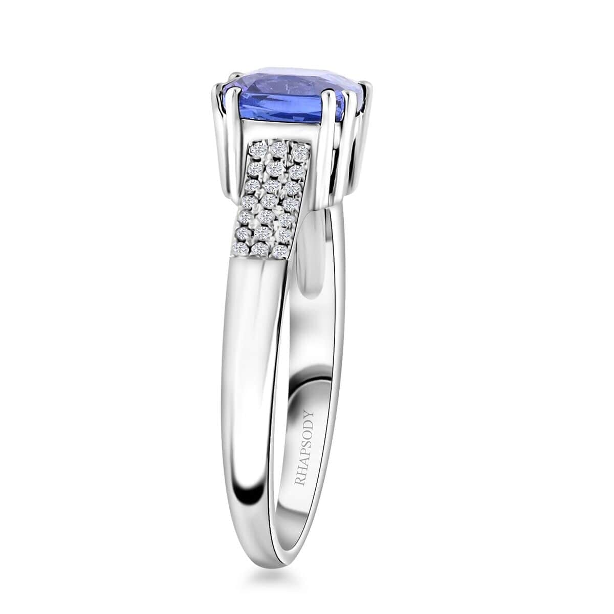 Certified & Appraised Rhapsody AAAA Tanzanite and E-F VS Diamond 2.00 ctw Ring in 950 Platinum (Size 6.5) 5.75 Grams image number 3
