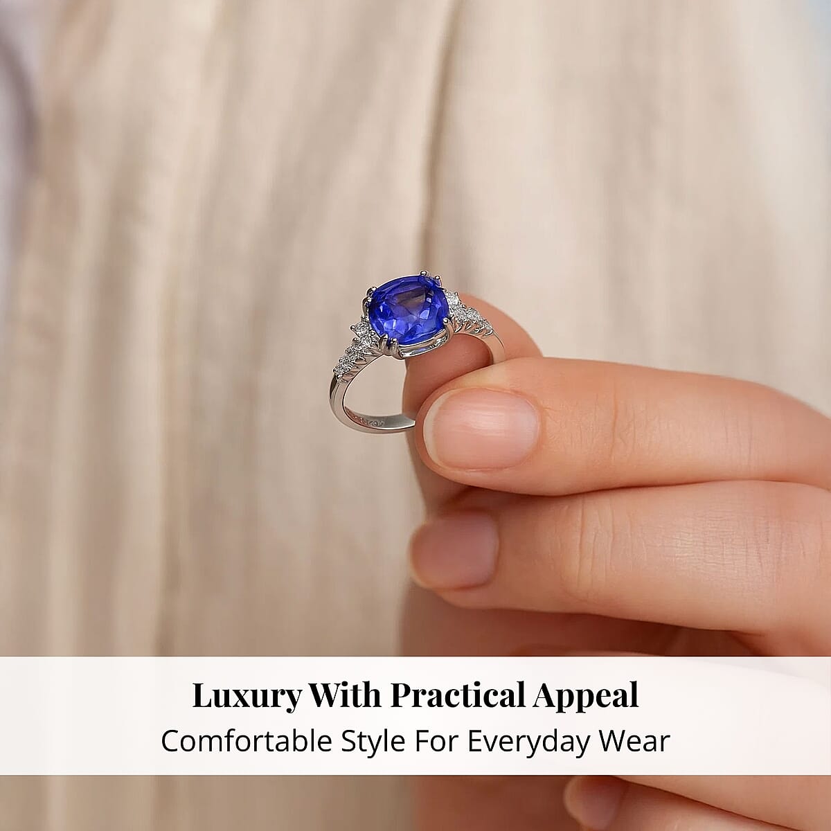 Certified & Appraised Rhapsody AAAA Tanzanite and E-F VS Diamond 4.00 ctw Ring in 950 Platinum (Size 5.5) 5 Grams image number 4