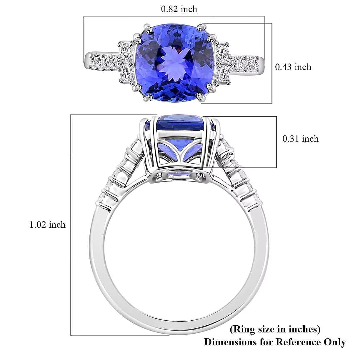 Certified & Appraised Rhapsody AAAA Tanzanite and E-F VS Diamond 4.00 ctw Ring in 950 Platinum (Size 5.5) 5 Grams image number 5