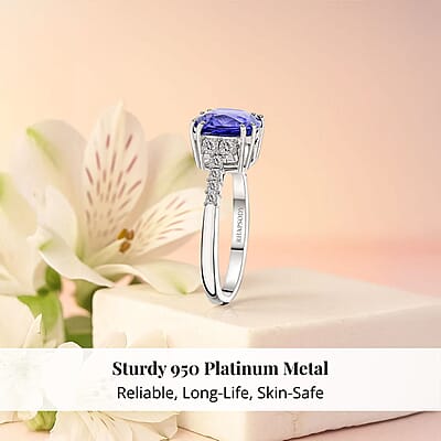 Certified & Appraised Rhapsody AAAA Tanzanite and E-F VS Diamond 4.00 ctw Ring in 950 Platinum (Size 11.0) 5 Grams