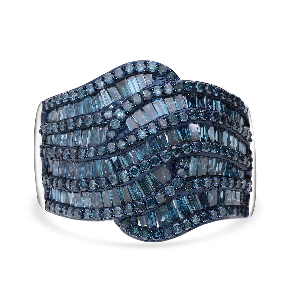 Blue Diamond 2.00 ctw Waves Ring in Platinum Over Sterling Silver (Size 10.0) image number 0