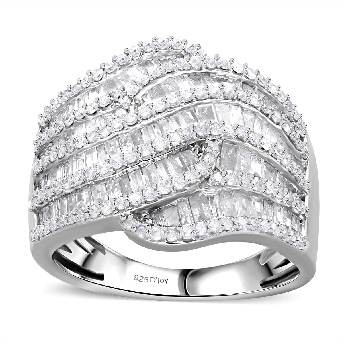Diamond 2.00 ctw Waves Ring in Platinum Over Sterling Silver (Size 7.0) image number 0