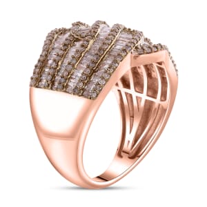 Natual Champagne Diamond 2.00 ctw Waves Ring in Vermeil Rose Gold Over Sterling Silver (Size 9.0)