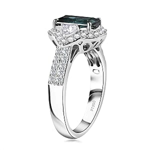 Certified & Appraised Rhapsody AAAA Monte Belo Indicolite and E-F VS Diamond 2.61 ctw Ring in 950 Platinum (Size 8.5) 7.45 Grams