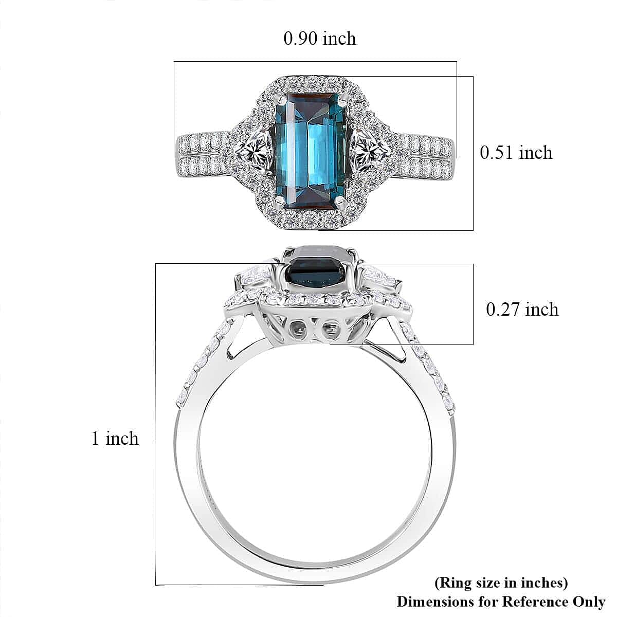 Certified & Appraised Rhapsody AAAA Monte Belo Indicolite and E-F VS Diamond 2.61 ctw Ring in 950 Platinum (Size 8.5) 7.45 Grams image number 5