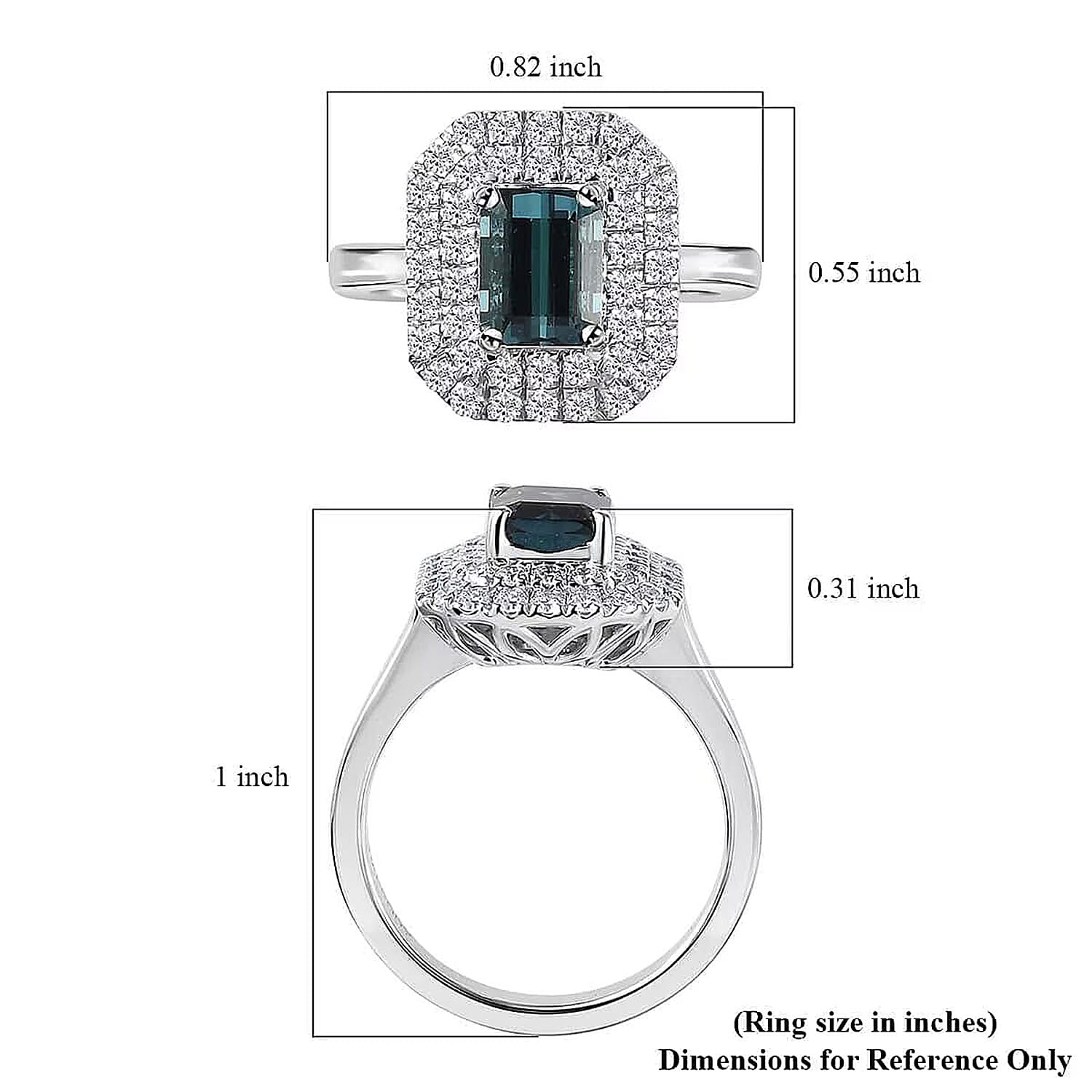 Certified & Appraised Rhapsody AAAA Monte Belo Indicolite and E-F VS Diamond 2.05 ctw Double Halo Ring in 950 Platinum (Size 8.5) 7.85 Grams