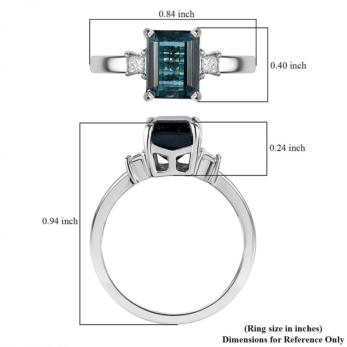 Certified & Appraised Rhapsody AAAA Monte Belo Indicolite and E-F VS Diamond 2.80 ctw Ring in 950 Platinum (Size 7.5) 5.55 Grams image number 5