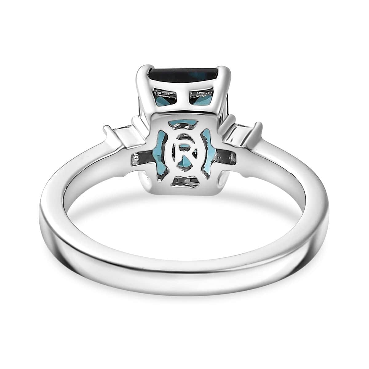 Certified & Appraised Rhapsody AAAA Monte Belo Indicolite and E-F VS Diamond 2.80 ctw Ring in 950 Platinum (Size 8.5) 5.55 Grams image number 4