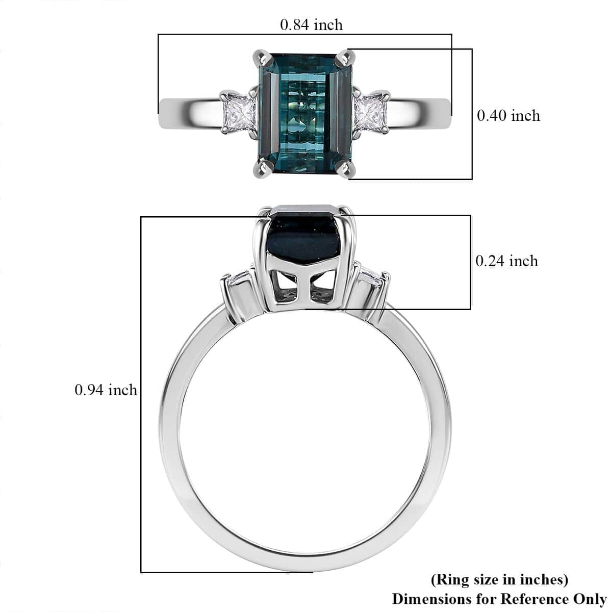 Certified & Appraised Rhapsody AAAA Monte Belo Indicolite and E-F VS Diamond 2.80 ctw Ring in 950 Platinum (Size 9.5) 5.55 Grams image number 5