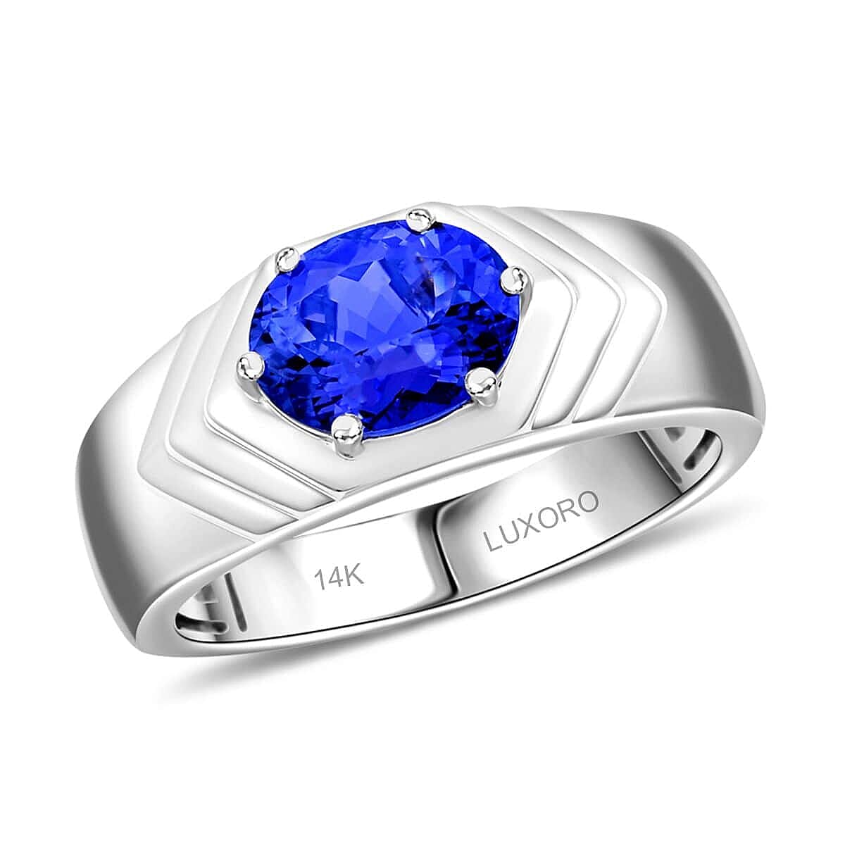 Luxoro AAA Tanzanite 2.50 ctw Solitaire Men's Ring in 14K White Gold (Size 10.5) 7.30 Grams image number 0
