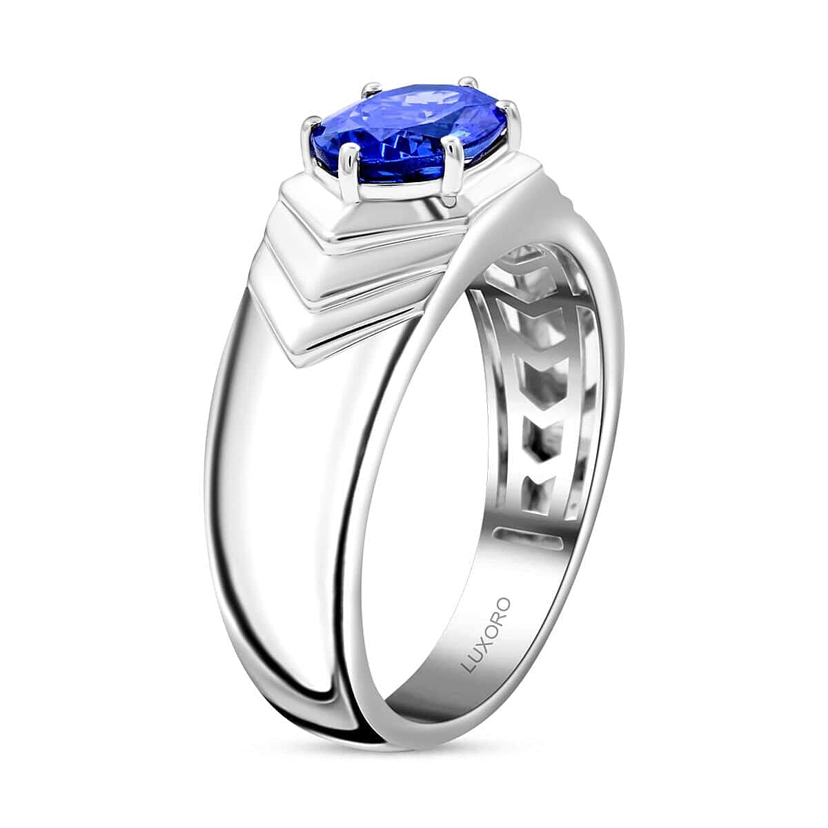 Luxoro AAA Tanzanite 2.50 ctw Solitaire Men's Ring in 14K White Gold (Size 10.5) 7.30 Grams image number 3