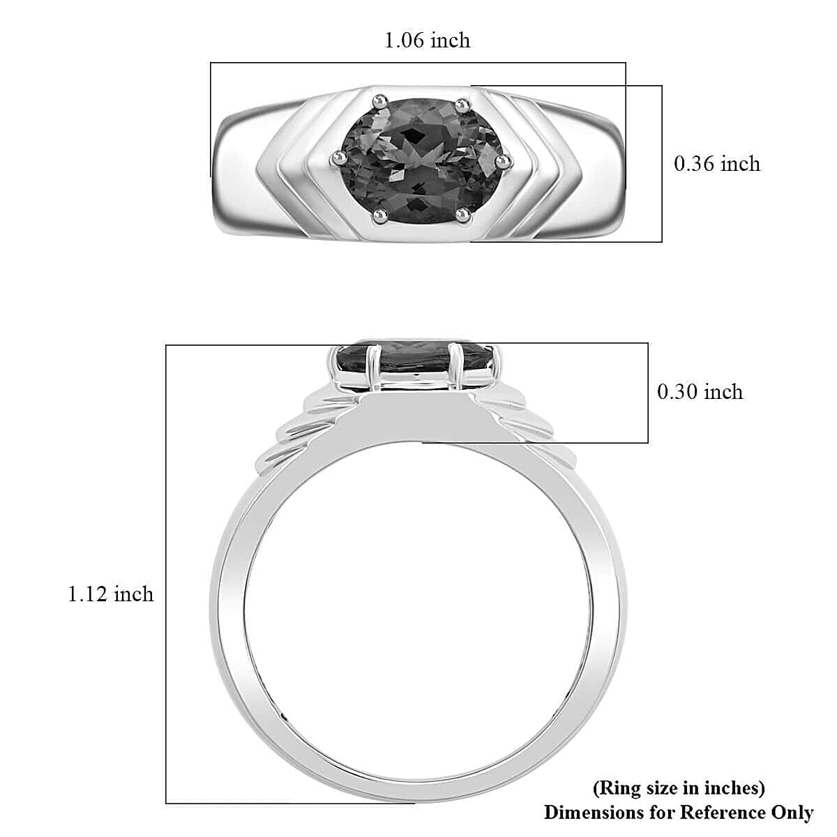 Luxoro AAA Tanzanite 2.50 ctw Solitaire Men's Ring in 14K White Gold (Size 10.5) 7.30 Grams image number 5