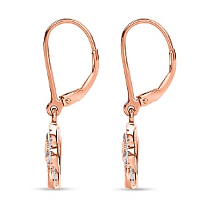 Natural Pink and White Diamond Butterfly Earrings in Vermeil RG Over Sterling Silver 0.50 ctw