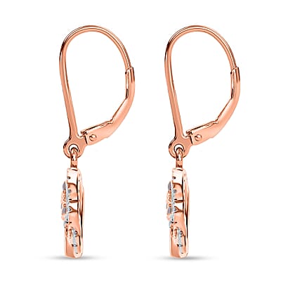 Natural Pink and White Diamond Butterfly Earrings in Vermeil RG Over Sterling Silver 0.50 ctw