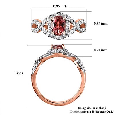 Luxoro AAA Blush Tourmaline and G-H I2 Diamond 1.15 ctw Infinity Love Ring in 10K Rose Gold (Size 5.0)