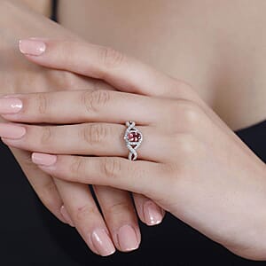 Luxoro AAA Blush Tourmaline and G-H I2 Diamond 1.15 ctw Infinity Love Ring in 10K Rose Gold (Size 9.5)