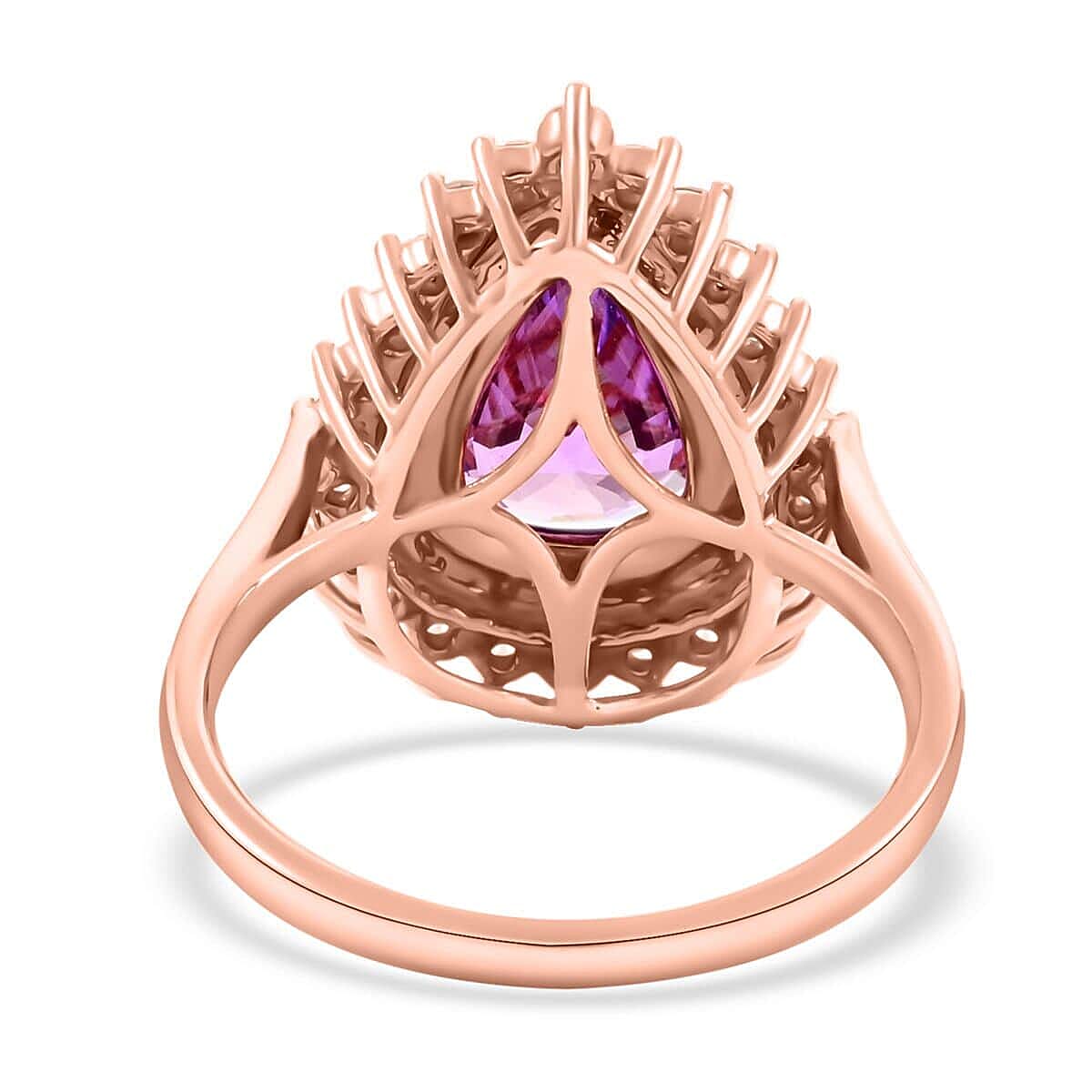 One Of A Kind Certified & Appraised Iliana AAA Purple Sapphire and G-H SI Diamond 3.80 ctw Ring in 18K Rose Gold (Size 6.5) image number 4
