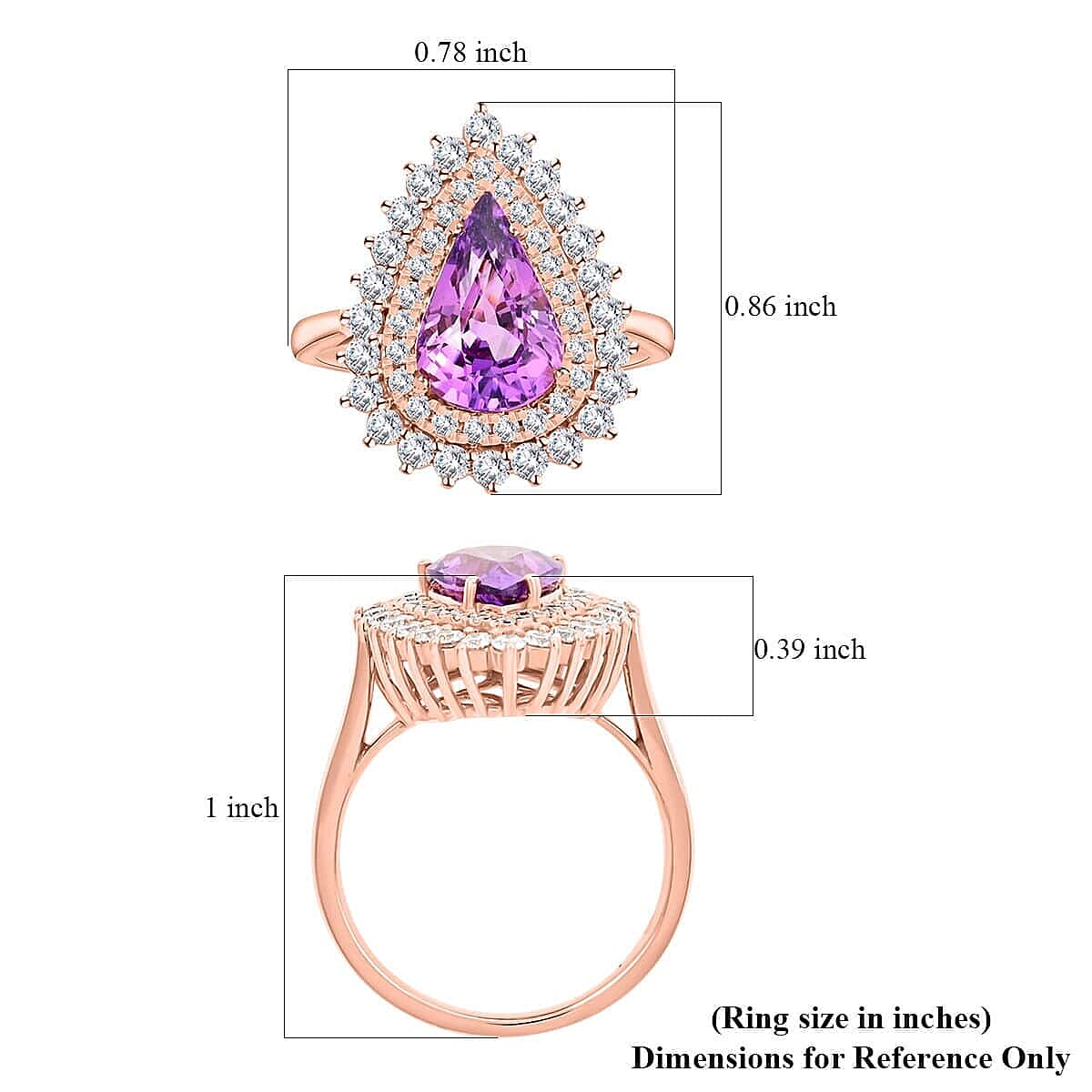 One Of A Kind Certified & Appraised Iliana AAA Purple Sapphire and G-H SI Diamond 3.80 ctw Ring in 18K Rose Gold (Size 6.5) image number 5