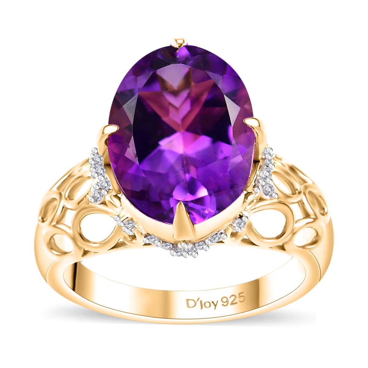 Moroccan Amethyst and Moissanite 5.90 ctw Ring in 18K Vermeil Yellow Gold Over Sterling Silver (Size 7.0) image number 0