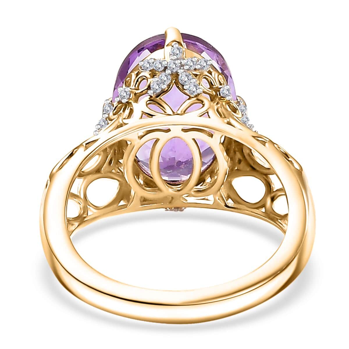 Moroccan Amethyst and Moissanite 5.90 ctw Ring in 18K Vermeil Yellow Gold Over Sterling Silver (Size 7.0) image number 4