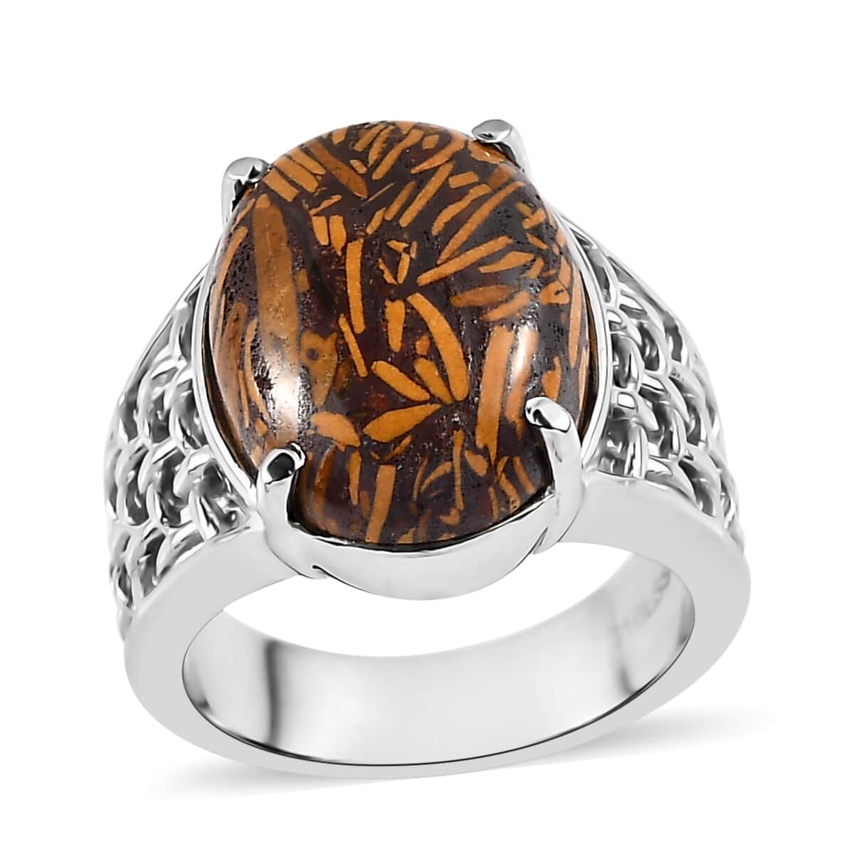 Script Stone Solitaire 9.35 ctw Ring in Stainless Steel (Size 10.0)  image number 0