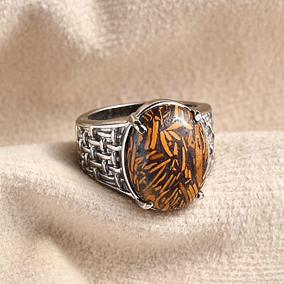 Script Stone Solitaire 9.35 ctw Ring in Stainless Steel (Size 10.0) 