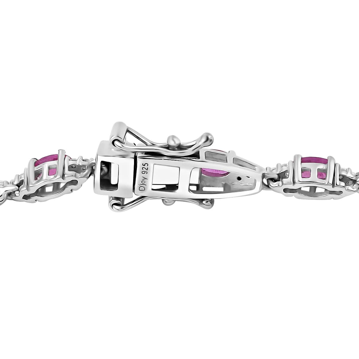 Premium Mozambique Pink Sapphire and Moissanite 6.65 ctw Bracelet in Rhodium Over Sterling Silver (8.00 In) image number 3